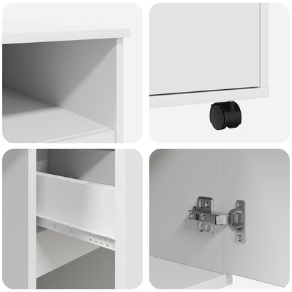 Scrivania con Ruote Bianco 91 x 50 x 77 cm Legno multistrato