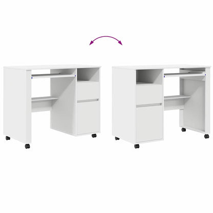 Scrivania con Ruote Bianco 91 x 50 x 77 cm Legno multistrato | homemem39