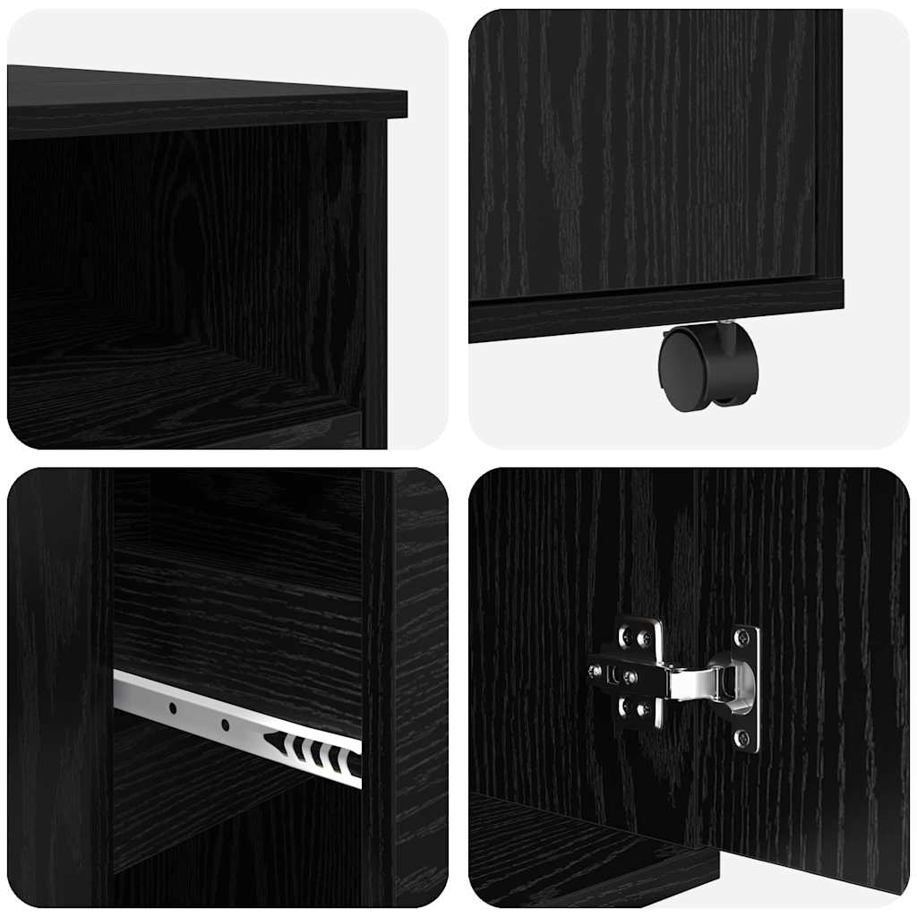 Scrivania con Ruote Rovere Nero Legno ingegnerizzato