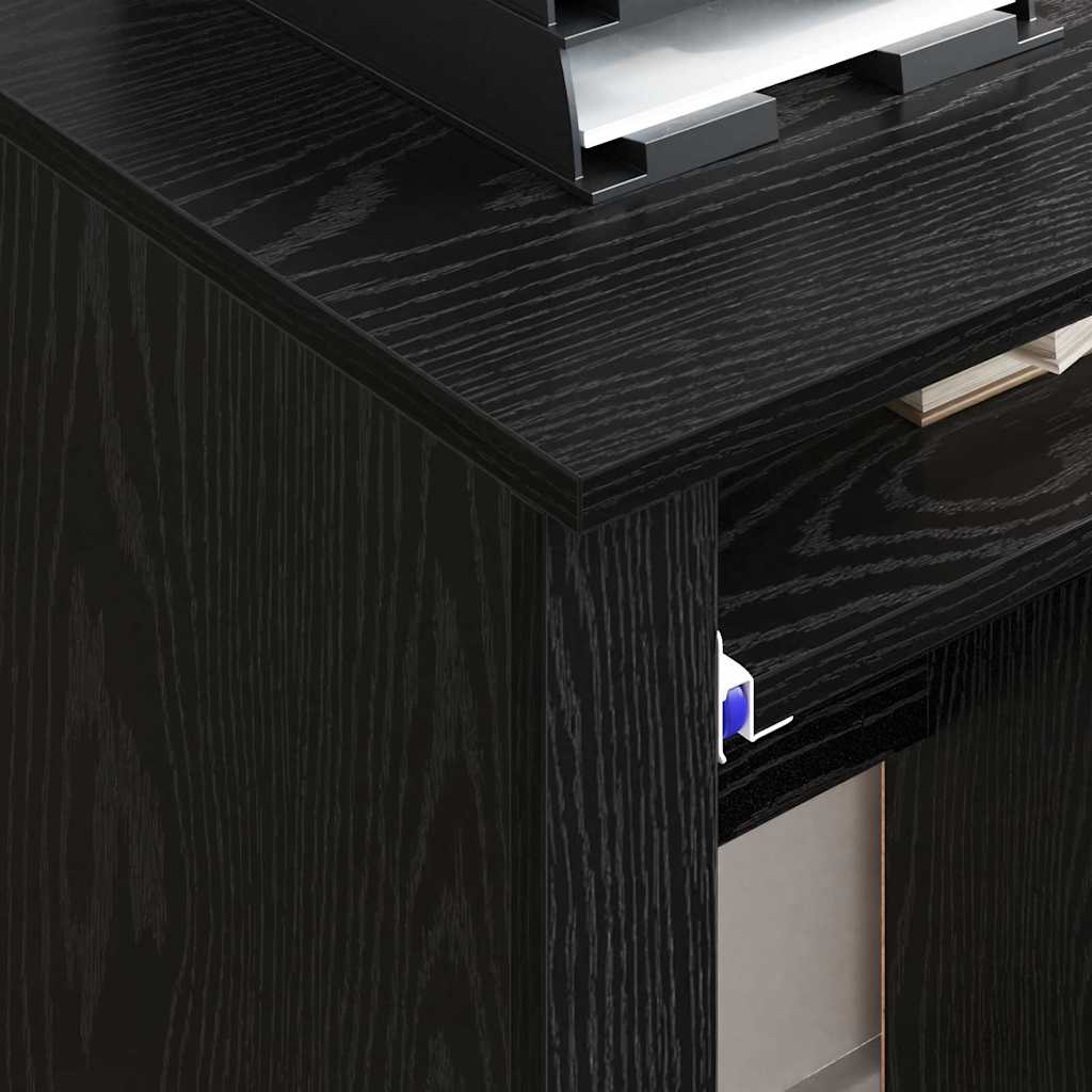 Scrivania con Ruote Rovere Nero Legno ingegnerizzato