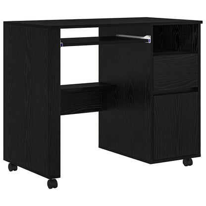 Scrivania con Ruote Rovere Nero Legno ingegnerizzato