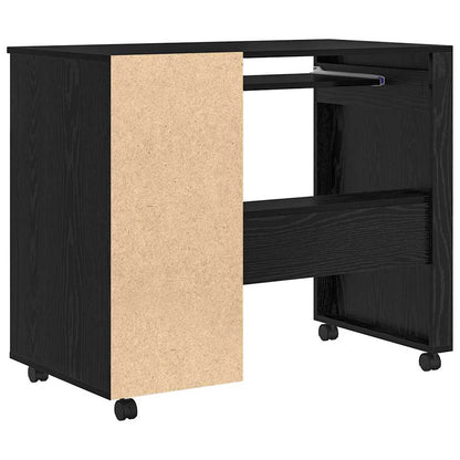 Scrivania con Ruote Rovere Nero Legno ingegnerizzato