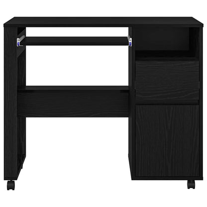 Scrivania con Ruote Rovere Nero Legno ingegnerizzato