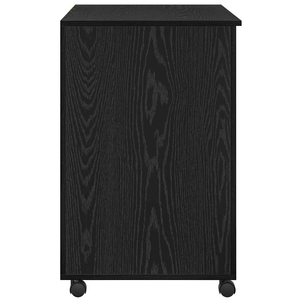 Scrivania con Ruote Rovere Nero Legno ingegnerizzato