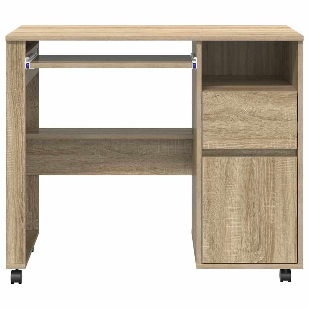 Scrivania con Ruote con cassetto Rovere Sonoma 91 x 50 x 77 cm | homemem39