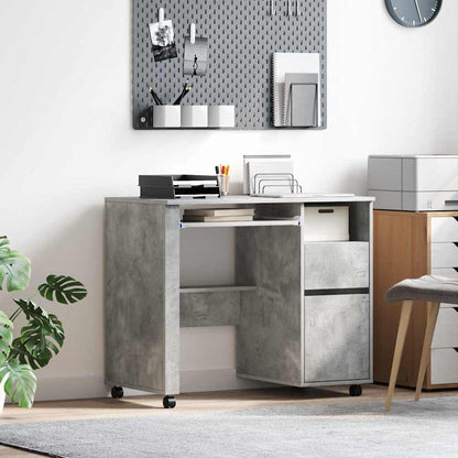 Scrivania con Ruote con cassetto Grigio cemento 91 x 50 x 77 cm | homemem39