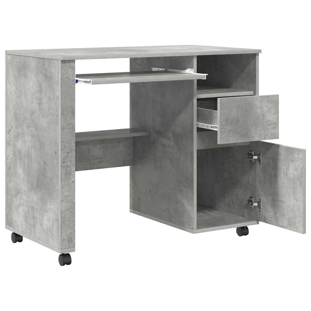 Scrivania con Ruote con cassetto Grigio cemento 91 x 50 x 77 cm | homemem39