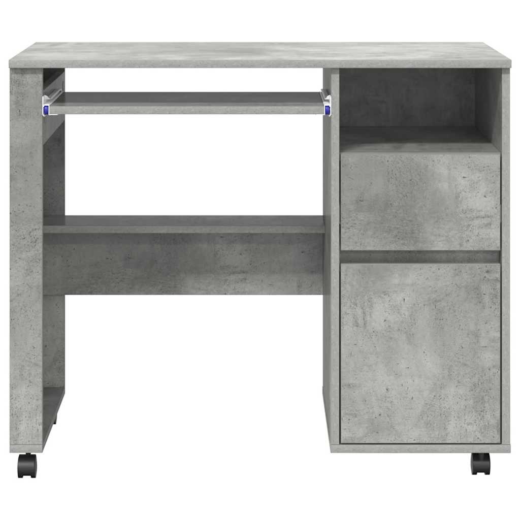 Scrivania con Ruote con cassetto Grigio cemento 91 x 50 x 77 cm | homemem39