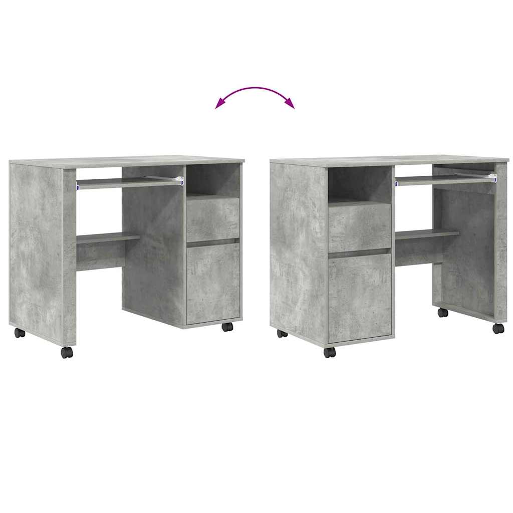 Scrivania con Ruote con cassetto Grigio cemento 91 x 50 x 77 cm | homemem39
