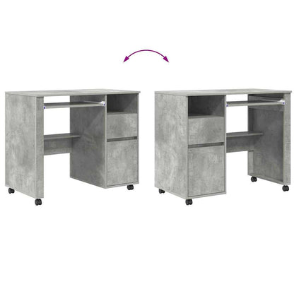 Scrivania con Ruote con cassetto Grigio cemento 91 x 50 x 77 cm | homemem39