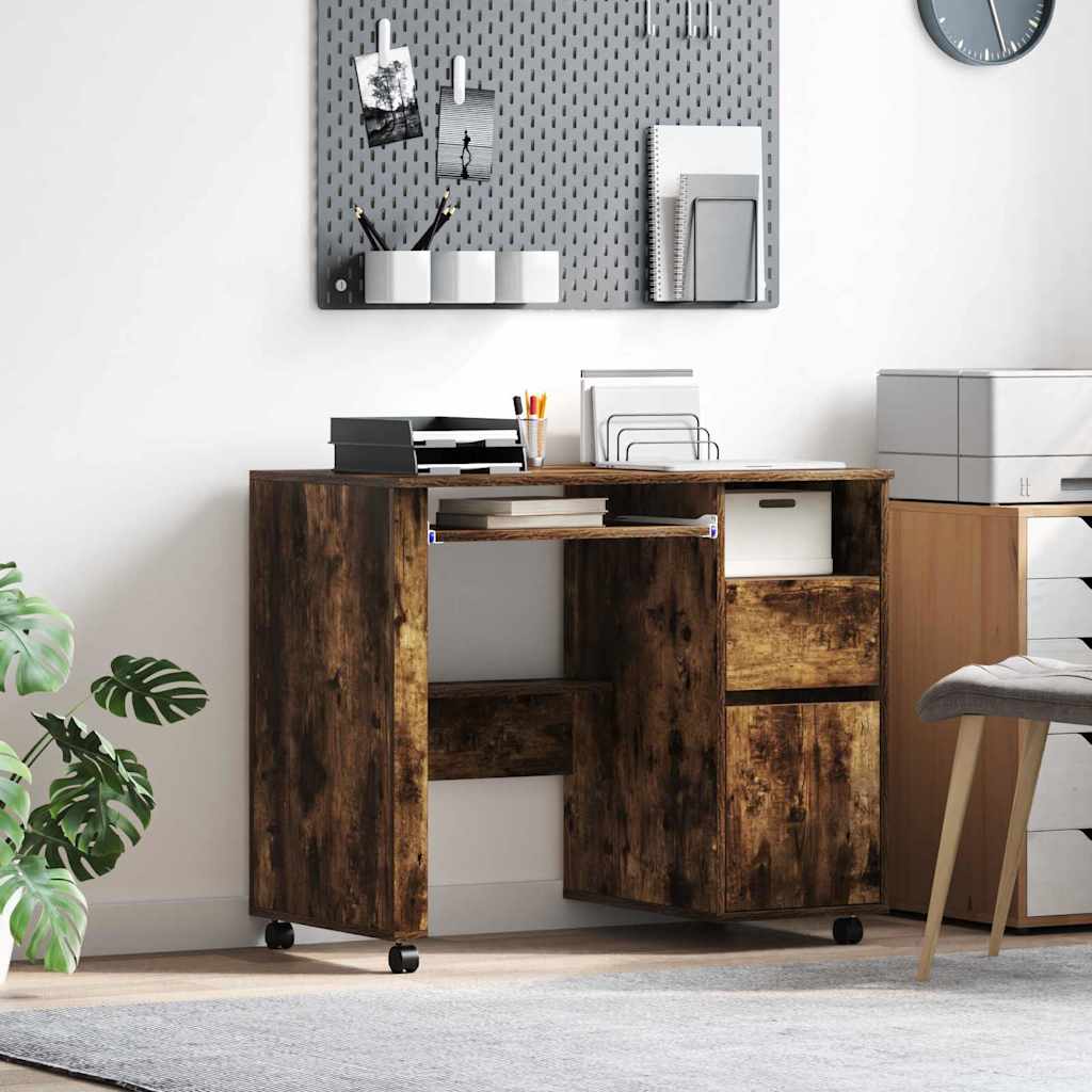 Scrivania con Ruote con cassetto Rovere fumé 91 x 50 x 77 cm | homemem39