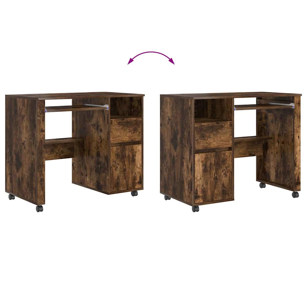 Scrivania con Ruote Rovere fumé Legno ingegnerizzato - homemem39