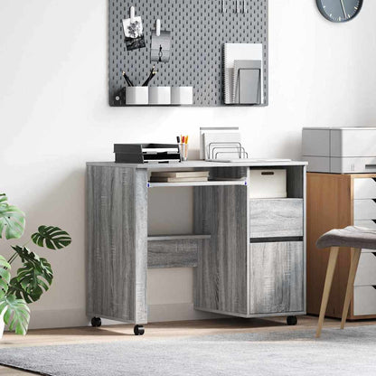 Scrivania con Ruote con cassetto Grigio Sonoma 91 x 50 x 77 cm | homemem39