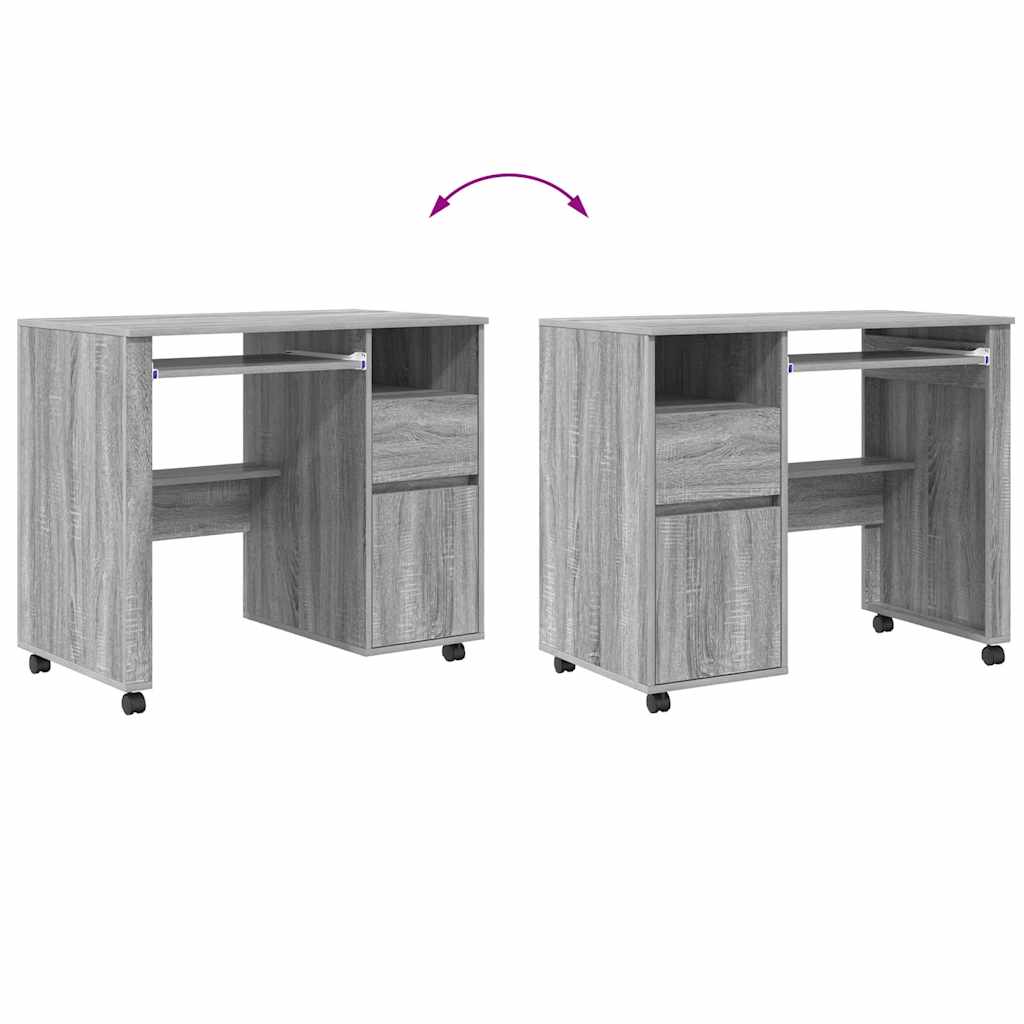 Scrivania con Ruote con cassetto Grigio Sonoma 91 x 50 x 77 cm | homemem39
