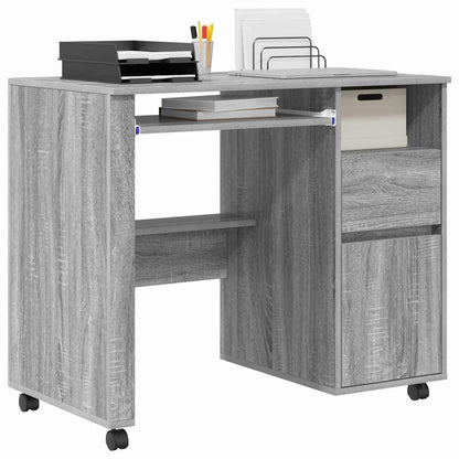 Scrivania con Ruote con cassetto Grigio Sonoma 91 x 50 x 77 cm | homemem39