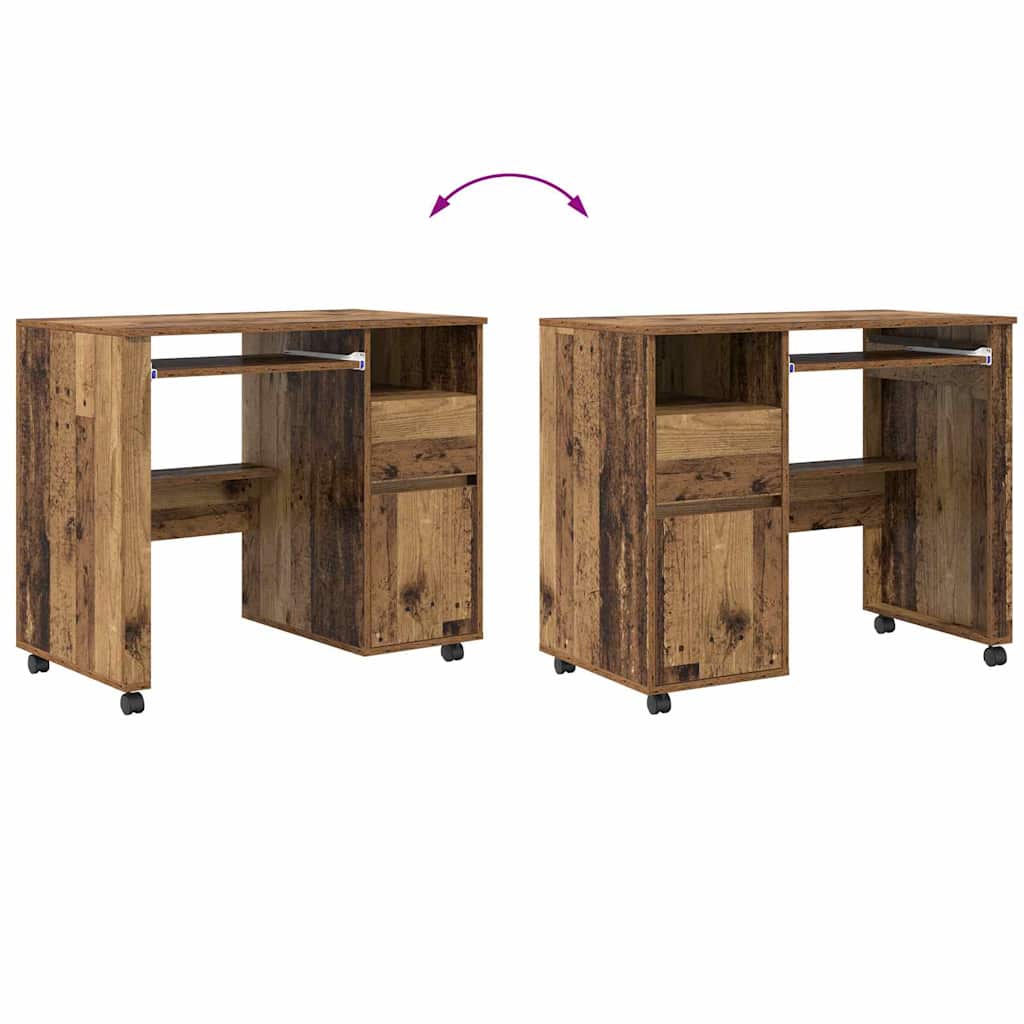 Scrivania con Ruote Legno vecchio Legno ingegnerizzato - homemem39