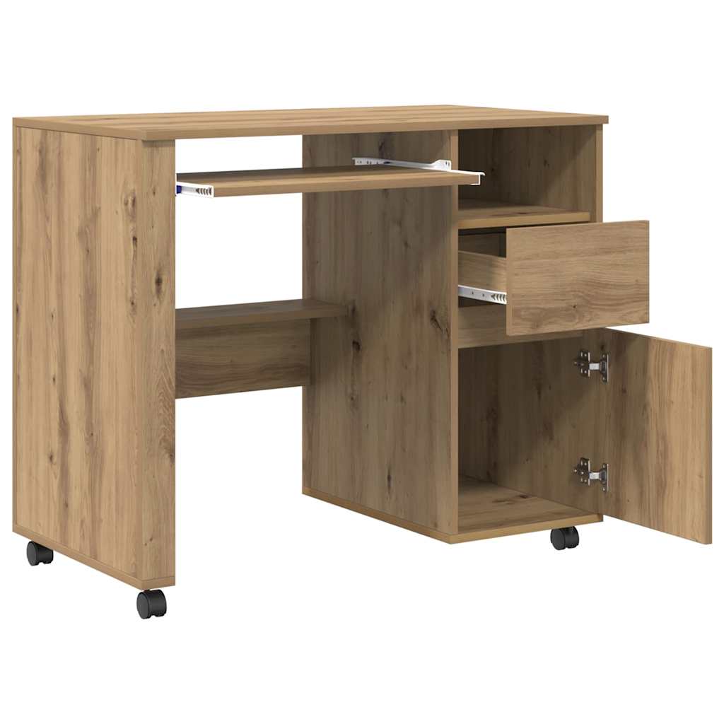 Scrivania con Ruote Rovere artigianale 91 x 50 x 77 cm | homemem39