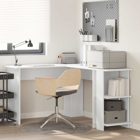 Scrivania ad angolo con lo scaffale Bianco 140 x 113,5 x 75 cm | homemem39