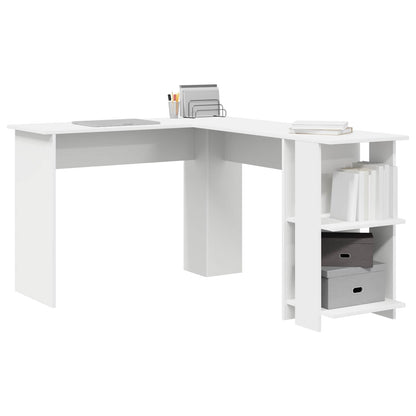 Scrivania ad angolo con lo scaffale Bianco 140 x 113,5 x 75 cm | homemem39