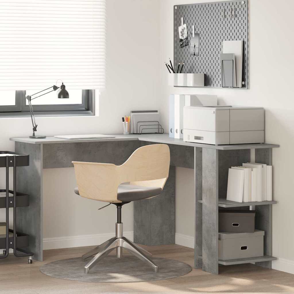 Scrivania ad angolo Grigio cemento 140 x 113,5 x 75 cm | homemem39