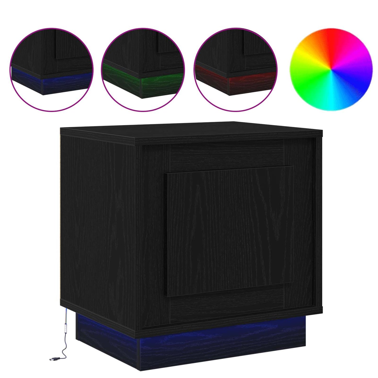 Armadio da Notte Nero 44 x 34,5 x 45 cm Legno multistrato