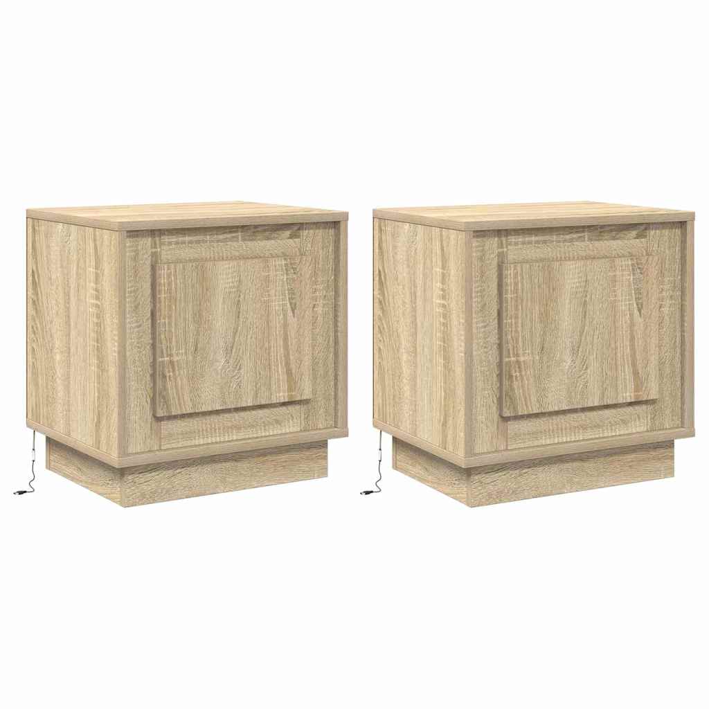 Armadio da Notte con 2 pcs rovere sonoma 44 x 34.5 x 45 cm