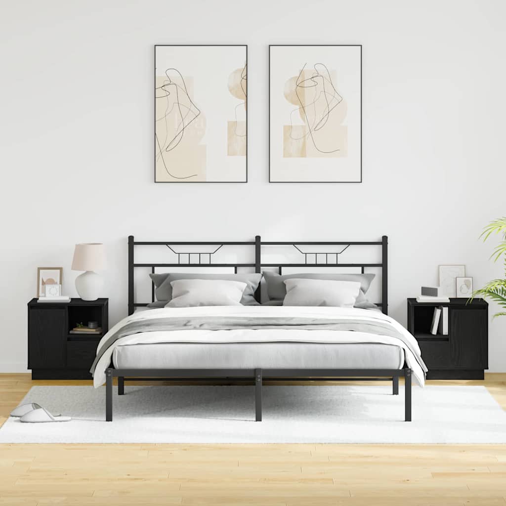 Armadio da Notte con cassetto con 2 pcs Nero 50 x 34.5 x 50 cm.