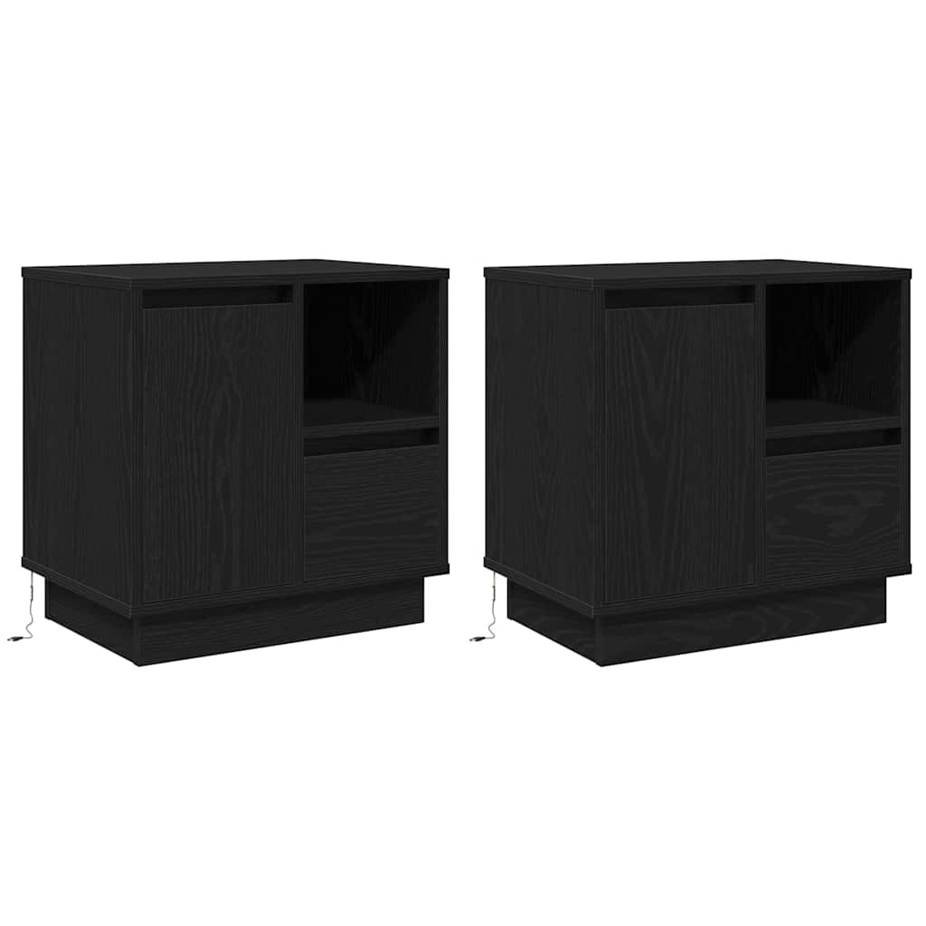 Armadio da Notte con cassetto con 2 pcs Nero 50 x 34.5 x 50 cm.
