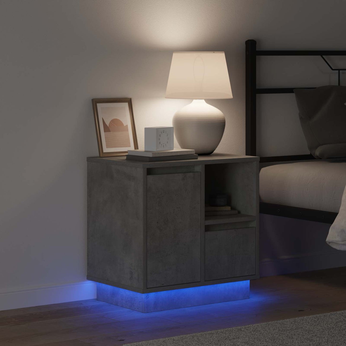 Armadio da Notte 2 pcs Grigio cemento 50 x 34,5 x 50 cm.