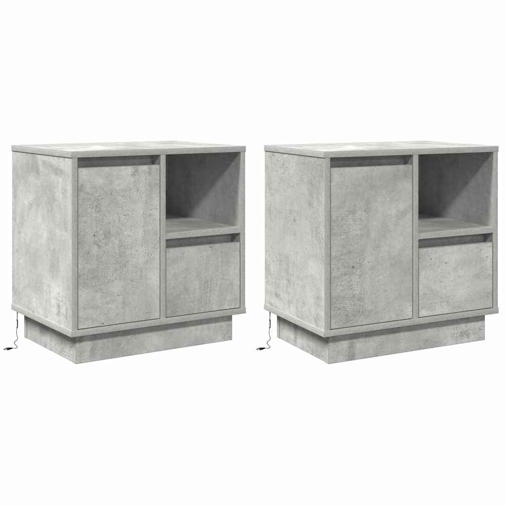 Armadio da Notte con 2 pcs Grigio cemento 50 x 34.5 x 50 cm.