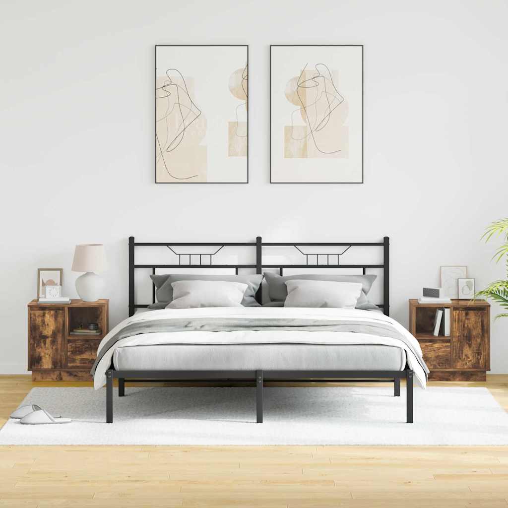 Armadio da Notte con 2 pcs Rovere fumo 50 x 34.5 x 50 cm.