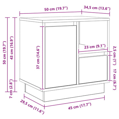 Armadio da Notte 2 pcs Rovere fumé 50 x 34,5 x 50 cm.