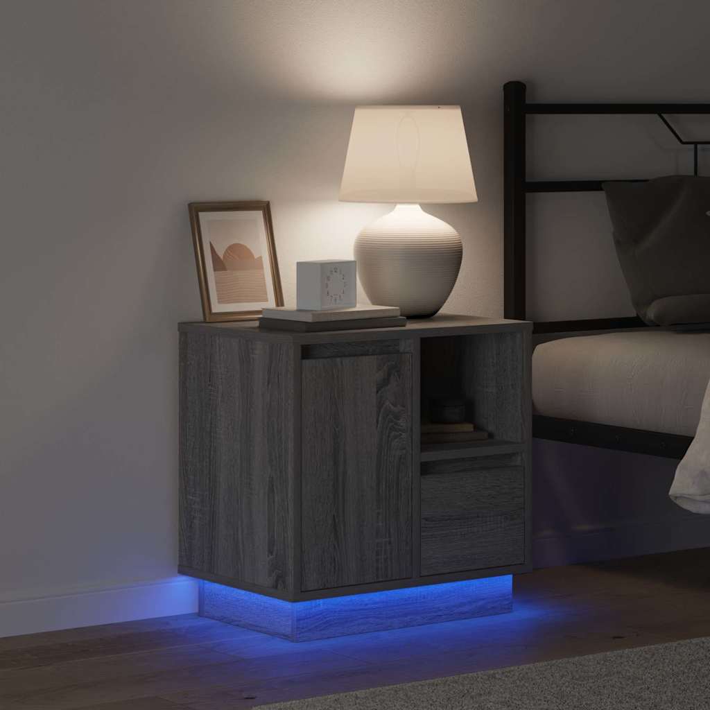 Armadio da Notte con cassetto 2 pcs Grigio 50 x 34.5 x 50 cm.