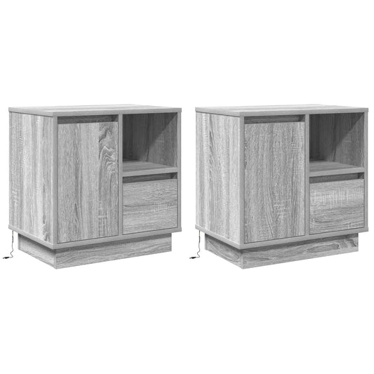 Armadio da Notte con cassetto 2 pcs Grigio 50 x 34,5 x 50 cm.