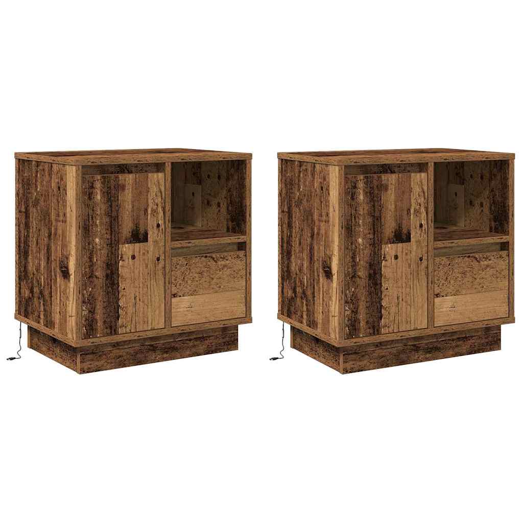 Armadio da Notte con 2 pcs Legno vecchio 50 x 34.5 x 50 cm.