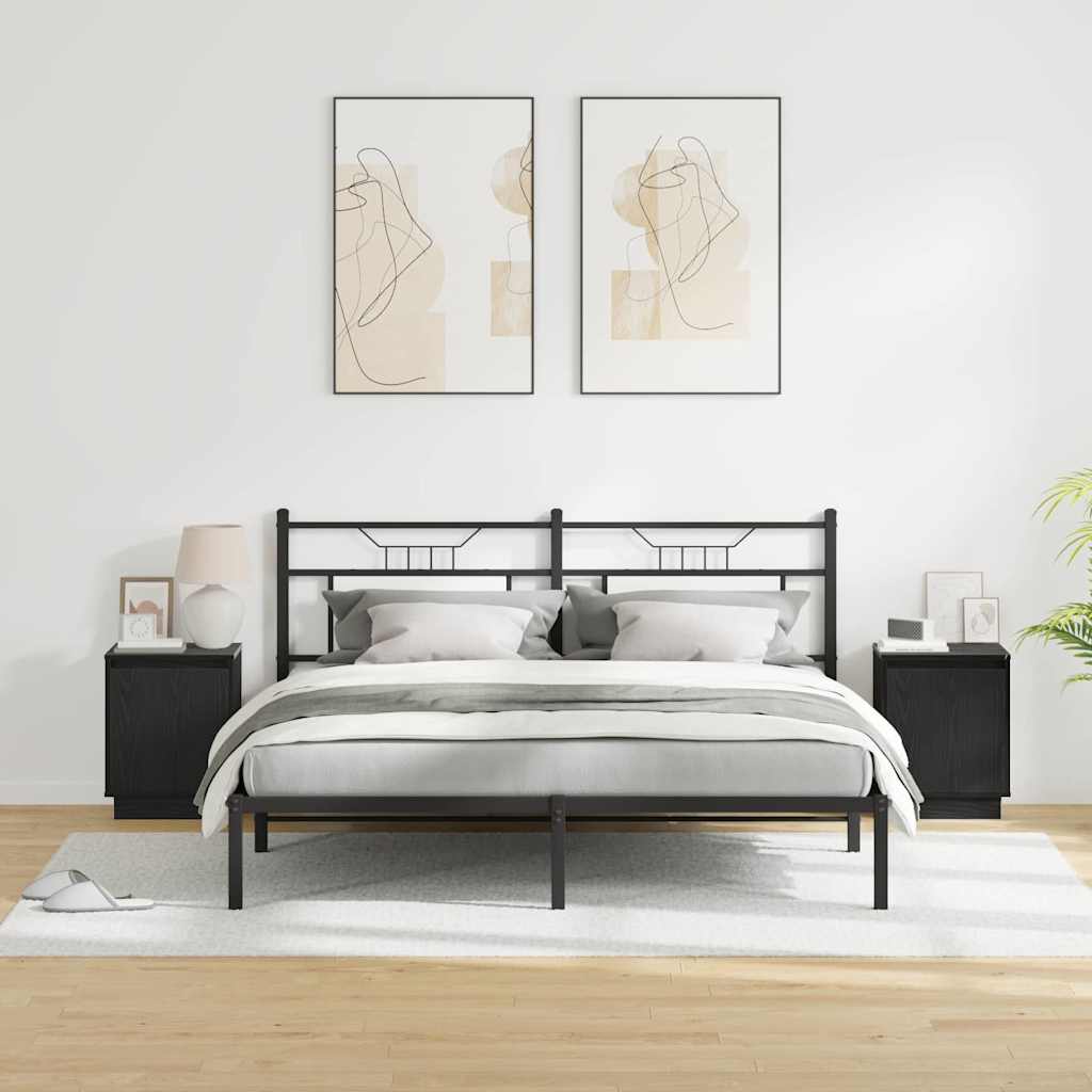 Armadio da Notte 2 pcs Nero 39 x 34.5 x 50 cm Legno multistrato