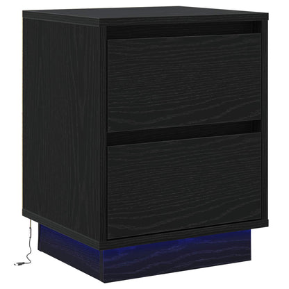 Armadio da Notte con cassetto Rovere Nero 39 x 34,5 x 50 cm