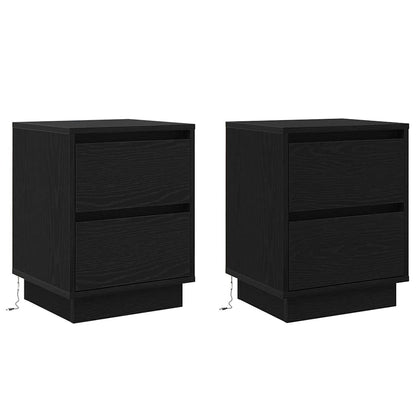 Armadio da Notte 2 pcs Nero 39 x 34.5 x 50 cm Legno multistrato