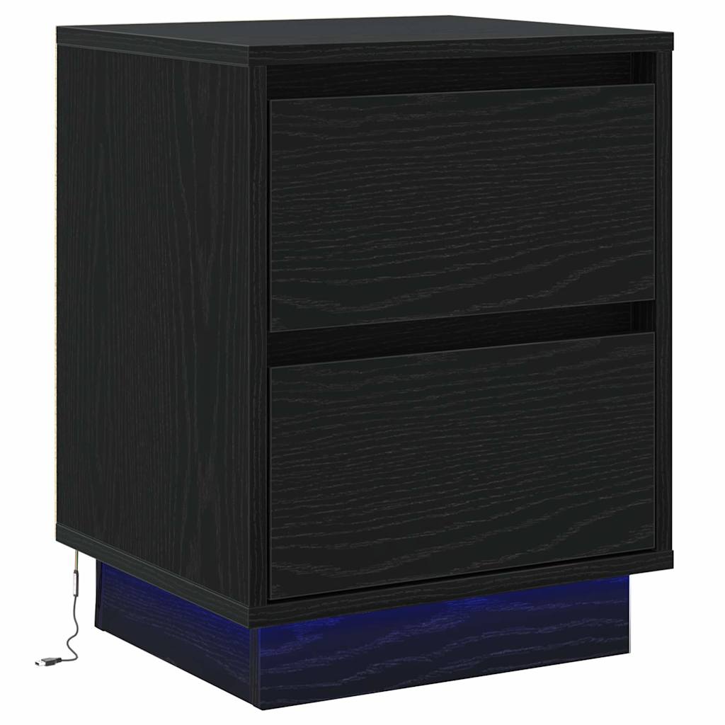 Armadio da Notte 2 pcs Nero 39 x 34.5 x 50 cm Legno multistrato