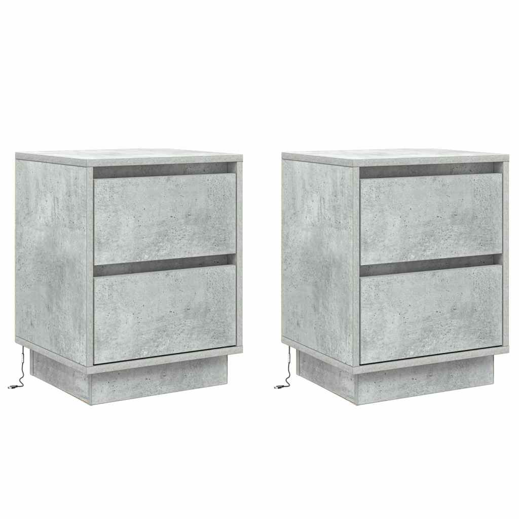 Armadio da Notte con 2 pcs Grigio cemento 39 x 34.5 x 50 cm