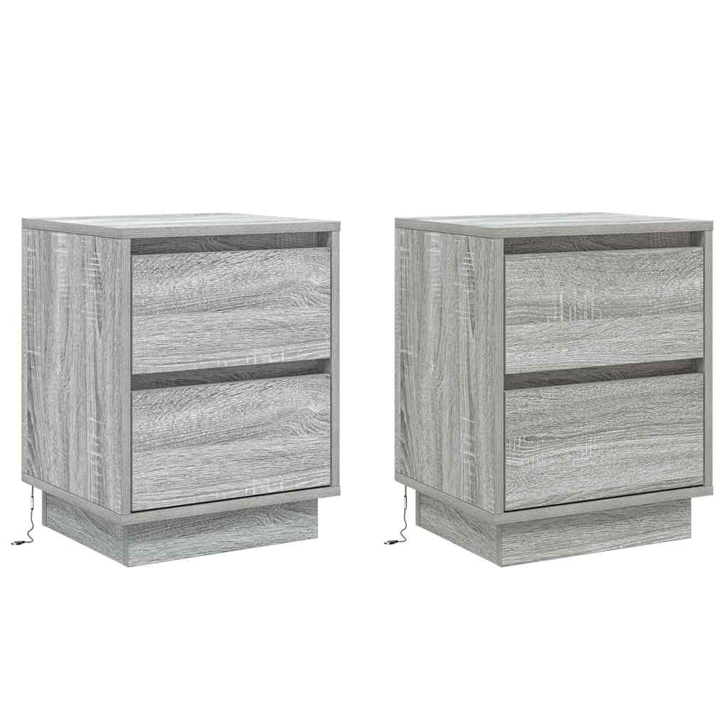Armadio da Notte con cassetto 2 pcs Grigio 39 x 34.5 x 50 cm