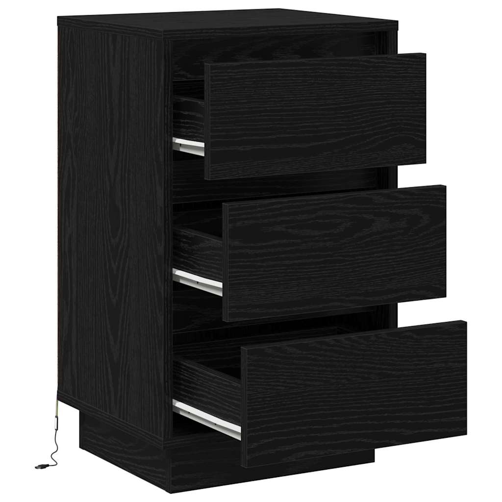 Armadio da Notte con cassetto Rovere Nero 39 x 34,5 x 65 cm