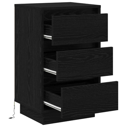 Armadio da Notte con cassetto Rovere Nero 39 x 34,5 x 65 cm