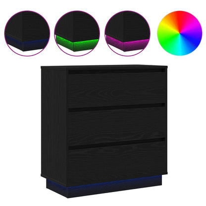 Armadio da Notte con cassetto Rovere Nero 71 x 34,5 x 75 cm