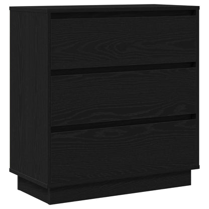 Armadio da Notte con cassetto Rovere Nero 71 x 34,5 x 75 cm