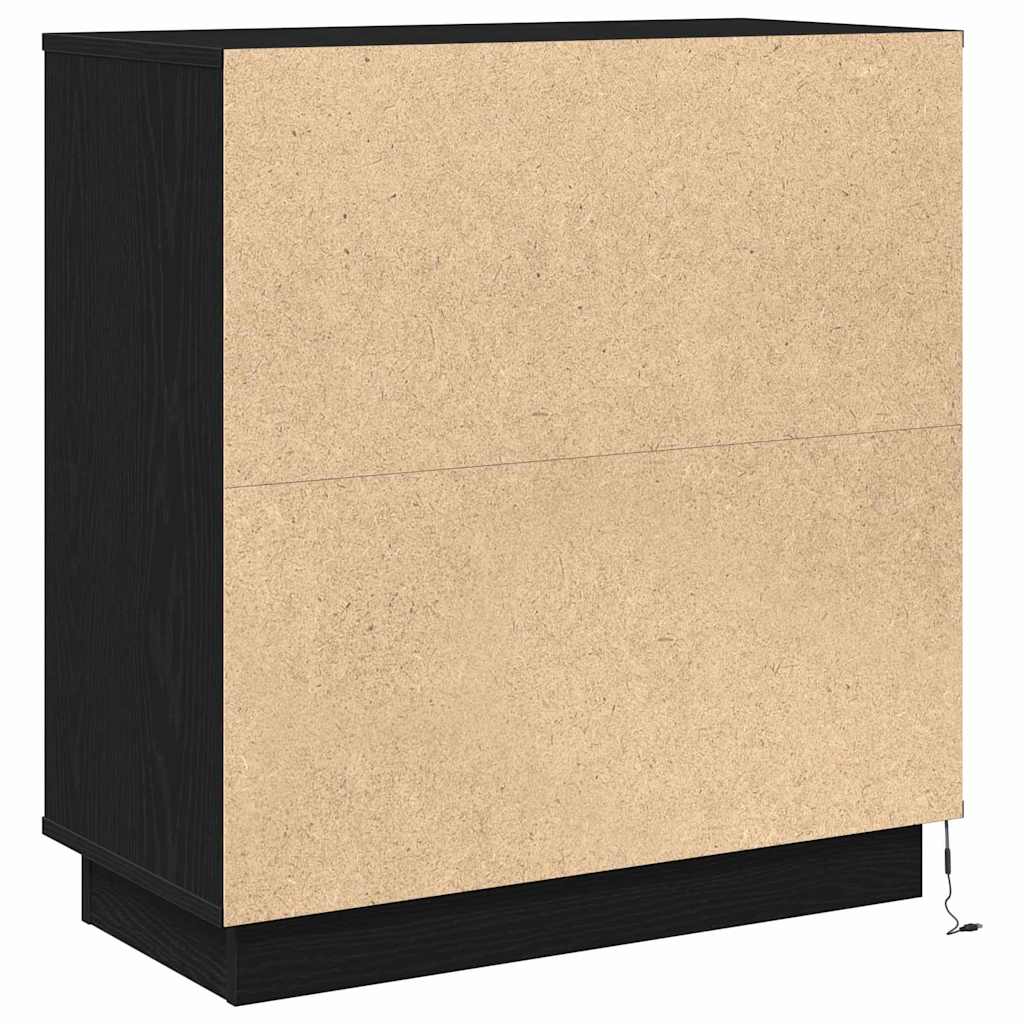 Armadio da Notte con cassetto Rovere Nero 71 x 34,5 x 75 cm