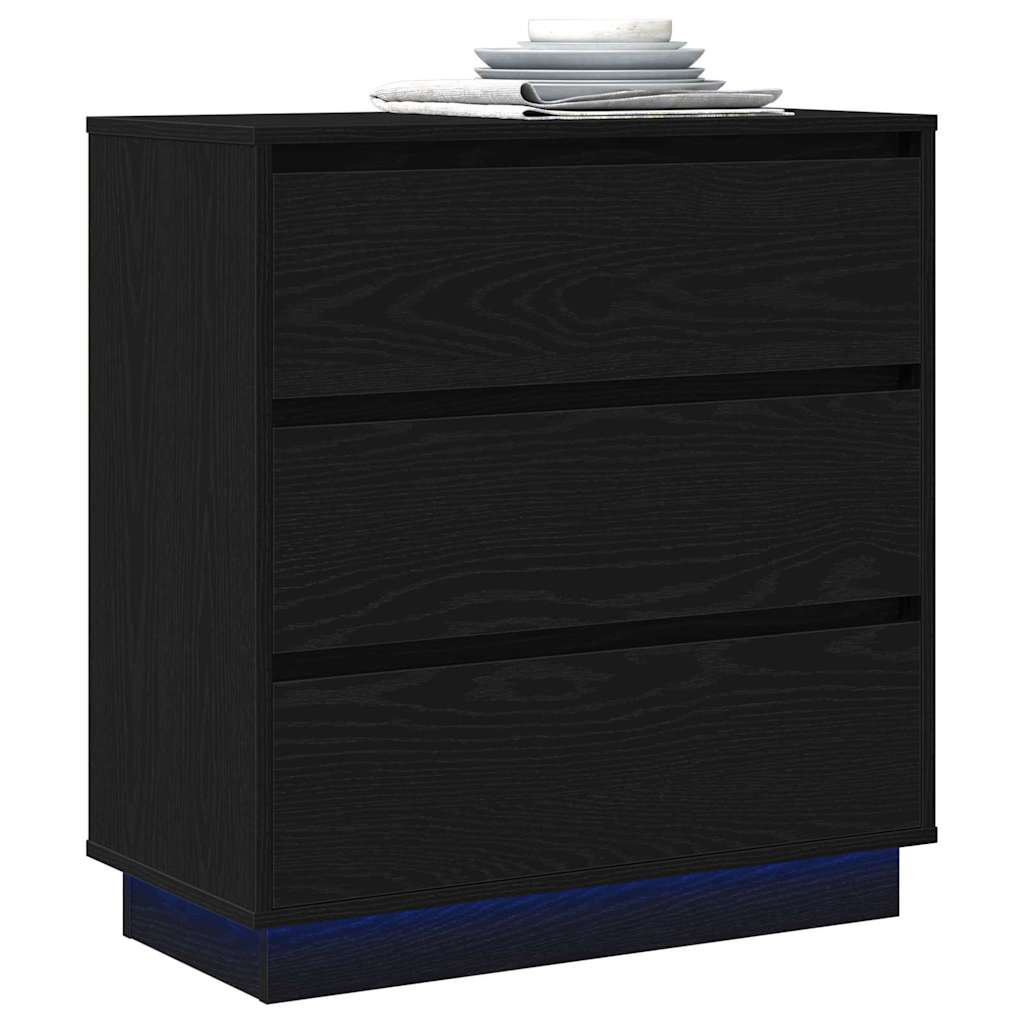 Armadio da Notte con cassetto Rovere Nero 71 x 34,5 x 75 cm