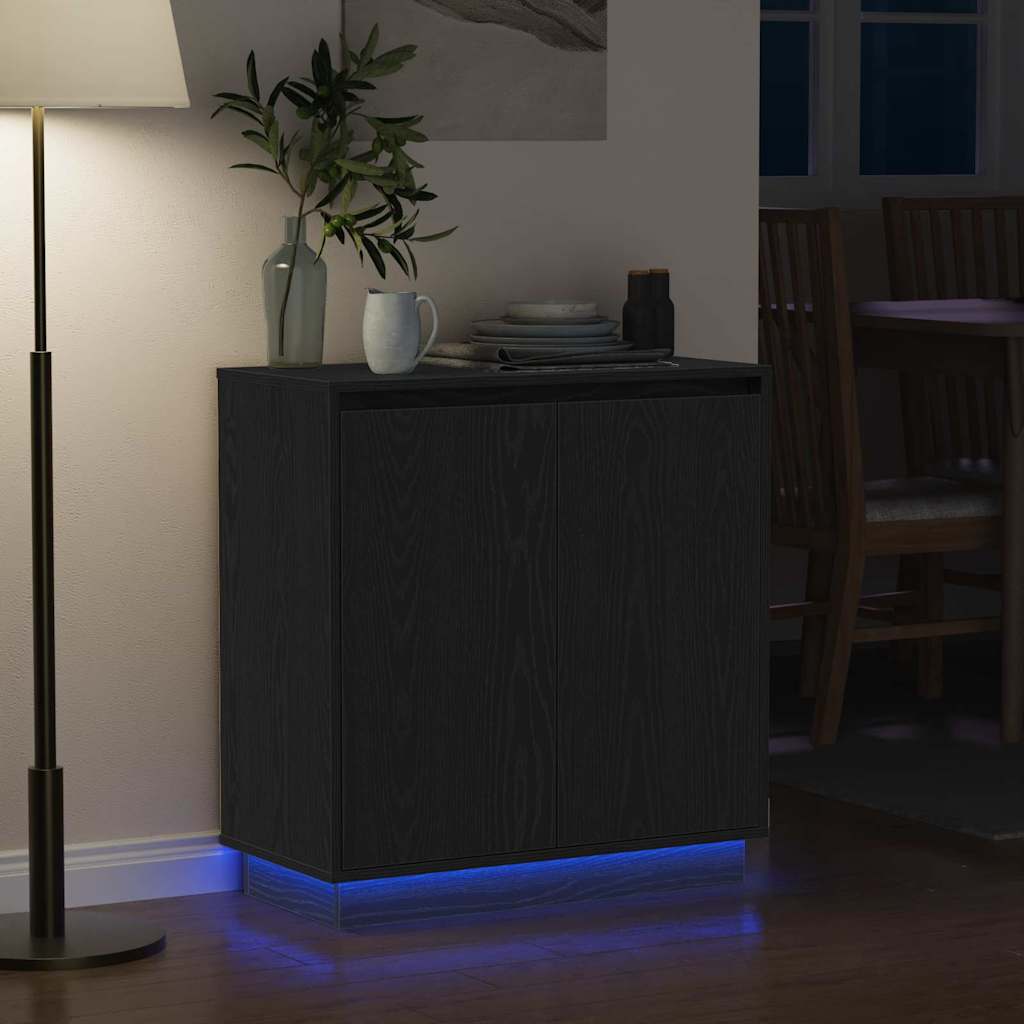 Madia LED Rovere Nero 71 x 34,5 x 75 cm Legno ingegnerizzato - homemem39