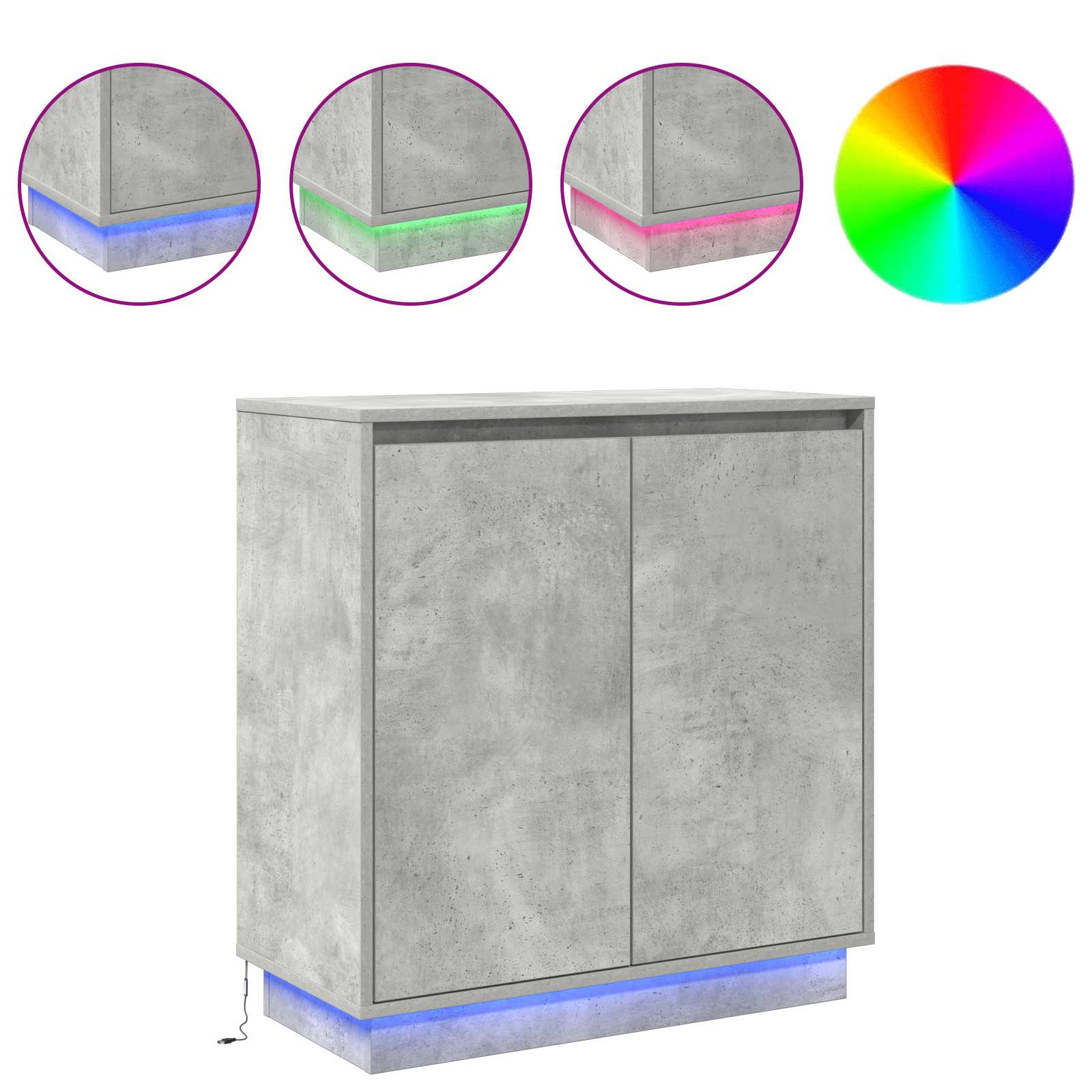 Madia LED Grigio Cemento 71 x 34,5 x 75 cm Legno multistrato | homemem39