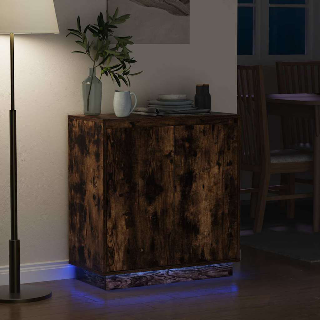 Madia LED Rovere Fumo 71 x 34,5 x 75 cm Legno ingegnerizzato - homemem39